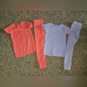 Old Navy Ribbed Pajama Sets - Coral/Lavender | 3T